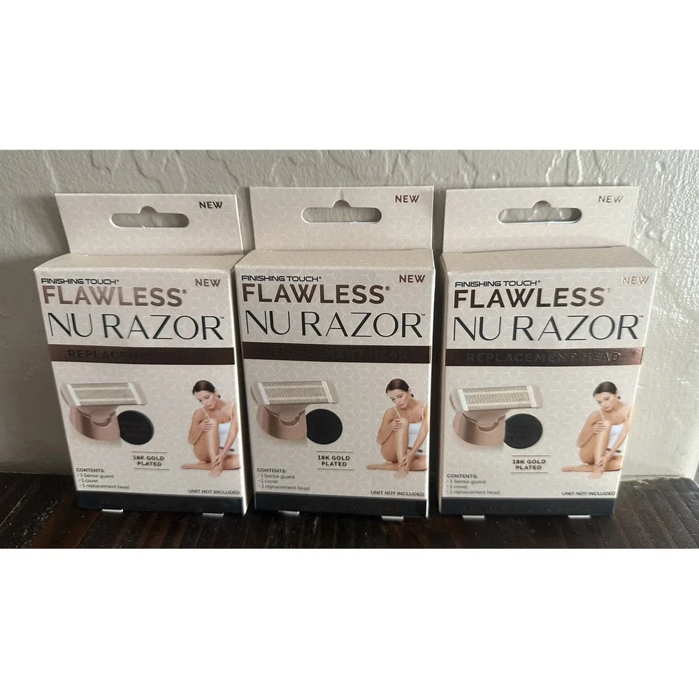 3 - Finishing Touch Flawless Nu Razor 18k Plated Replacement Head New